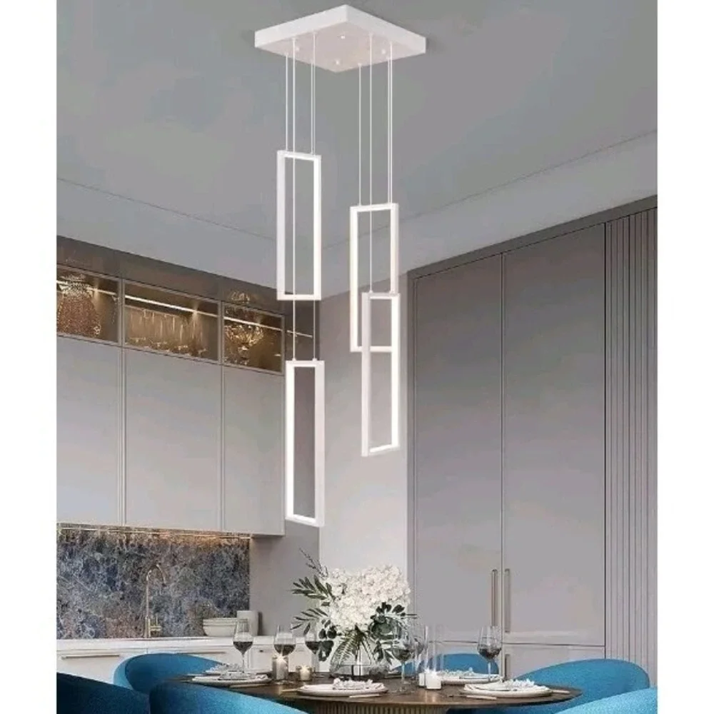 Modern  Dimmable Pendant 4 Light Chandelier  White 54W LED Pendant Light